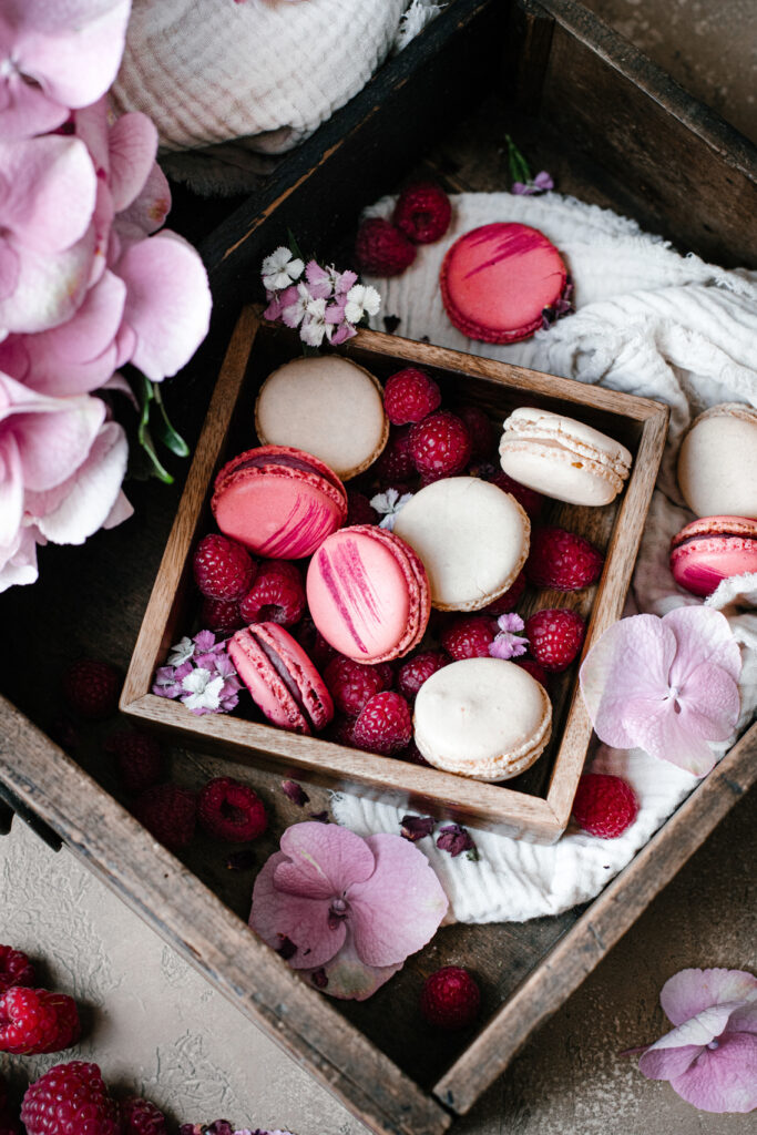 Macarons dans une boite