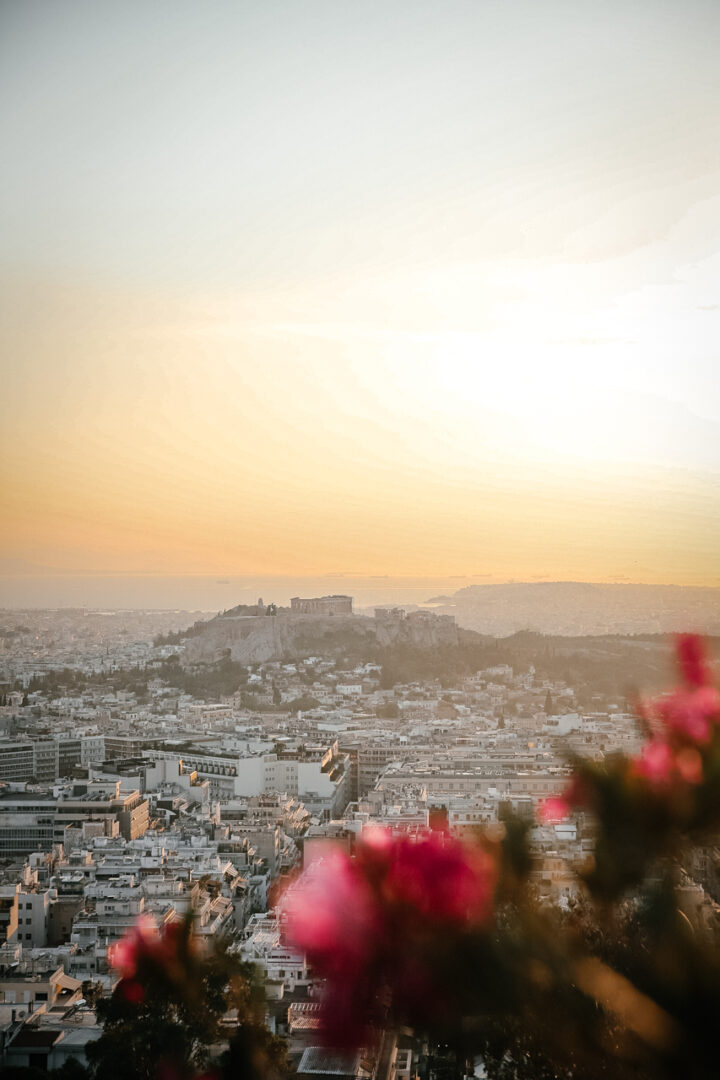 Coucher de soleil depuis le Mont Lycabette à Athenes