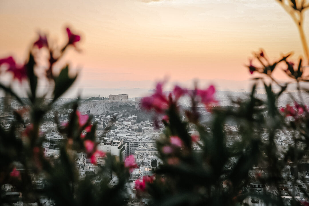 Coucher de soleil depuis le Mont Lycabette à Athenes